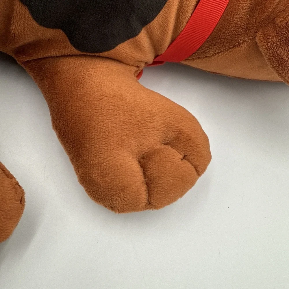 Pound Puppy Plush Dog Brown Black Spots Red Collar Long Ears 2019